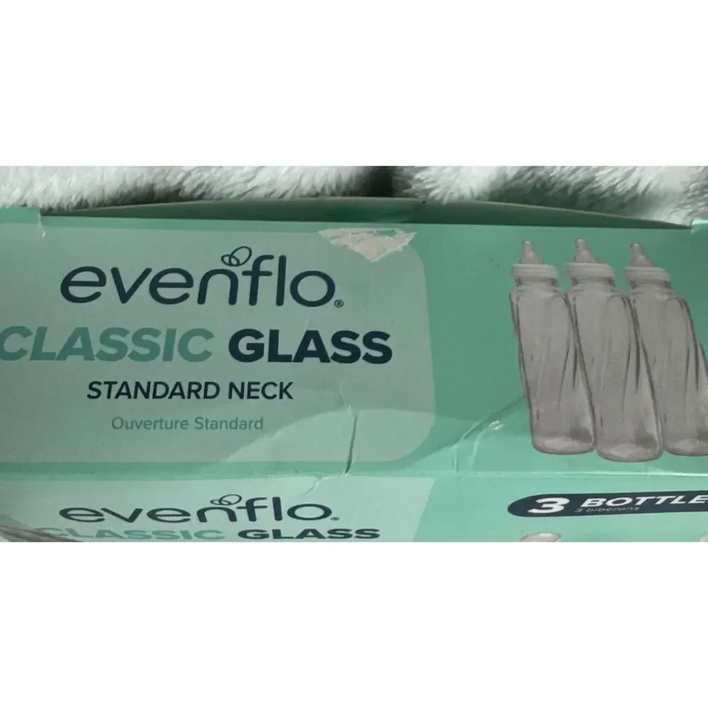 Evenflo Classic Glass Standard Neck 3 Pack 8oz Baby Bottles Slow Flow Nipple Cap - Picture 2 of 9